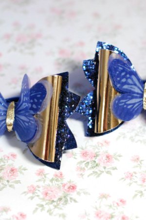 Работа Резинки с бабочками сине-золотые