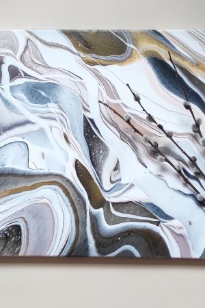 Робота Картина в техніці Fluid art, абстракція, 35 x 35 см