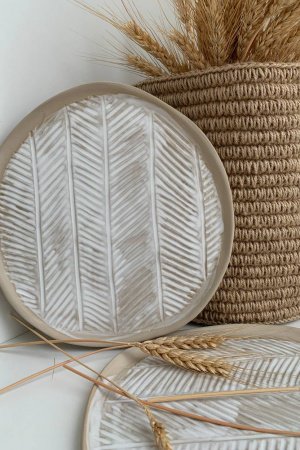 Робота Тарілка керамічна з ялинковим візерунком, ручна робота