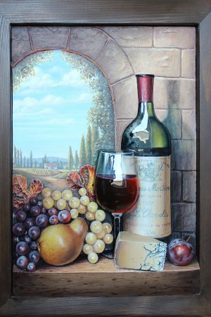 Робота Натюрморт з вином і виноградом