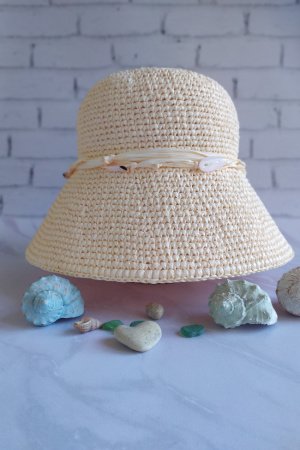Работа Шляпа из рафии в цвете айвори