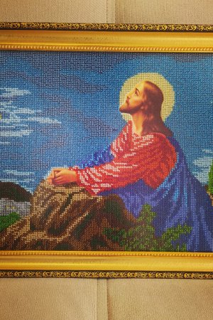 Работа Образ Бисером Иисус На Масличной Горе