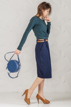 Работа Синяя Кожаная Маленькая Сумка Для Женщин