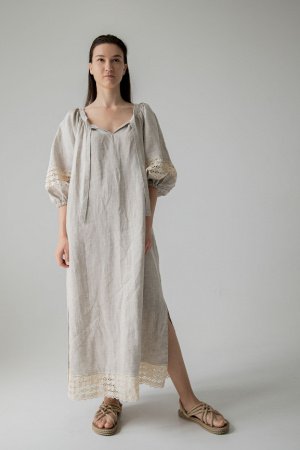 Робота Сукня вільного фасону в етно стилі з мереживом