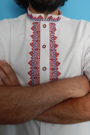 Работа Вышиванка мужская красная рубашка