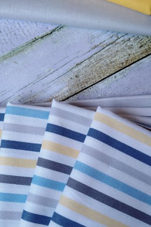 Робота Тканина бавовна смужка 5мм сіро-блакитна