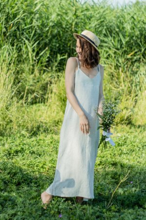 Робота Сарафан на тонких бретелях МІДІ з льону