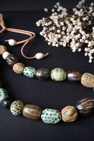 Робота Дике довге бохо намисто з кераміки ручної роботи