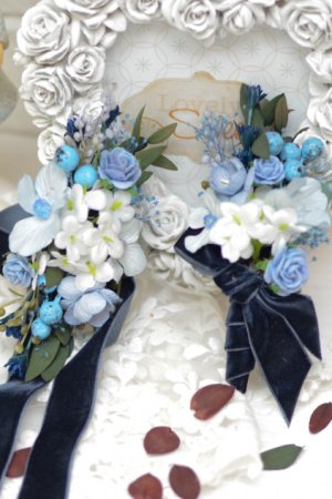 Работа Набор свадебных украшений: браслет и бутоньерка. Navy Blue