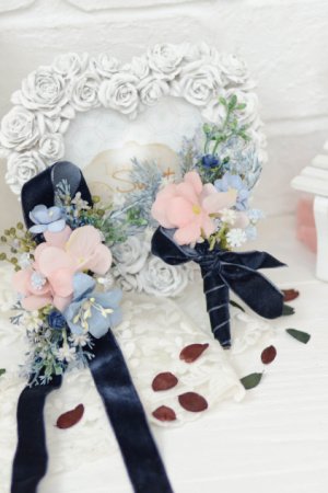 Работа Набор : браслет и бутоньерка. Navy Blue с нежно-розовым