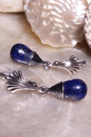 Робота Срібні сережки краплі з лазуритом