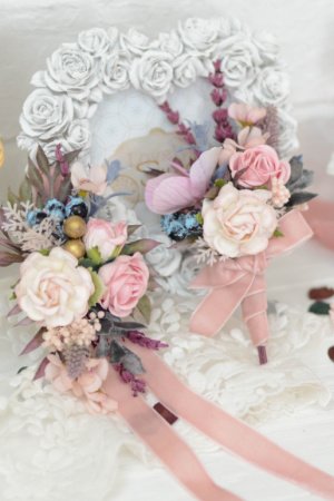 Работа Набор: браслет и бутоньерка. Пудра с лавандой