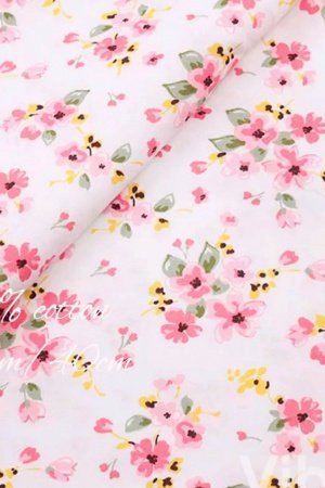 Робота Тканина бавовна квіточки на блідо-рожевому