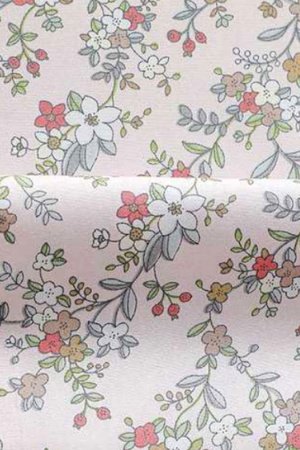 Робота Тканина бавовна квіточки і гілочки на блідо-рожевому тлі