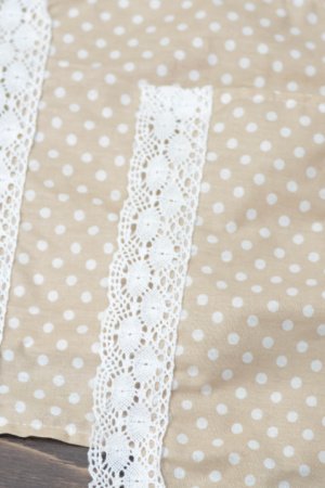 Робота Серветка в горох на кошик з мереживом 53 * 32см. беж