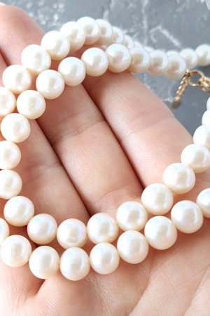 Робота Намисто та браслет з натуральних перлів у позолоті