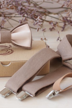 Работа Комплект подтяжки и бабочка в цвете Мокко