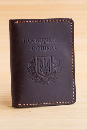 Работа Обложка из кожи на удостоверение офицера шоколадная