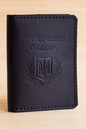 Работа Обложка из кожи на удостоверение офицера черная