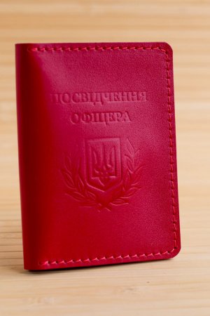 Работа Обложка из кожи на удостоверение офицера красная