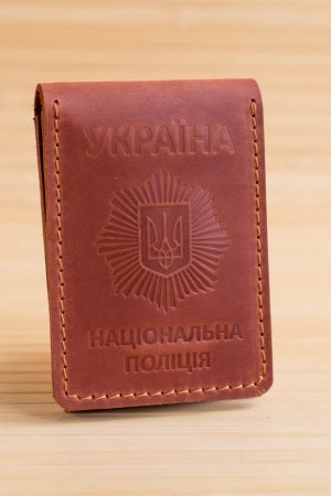 Работа Обложка на удостоверение полиции с жетоном коричневая