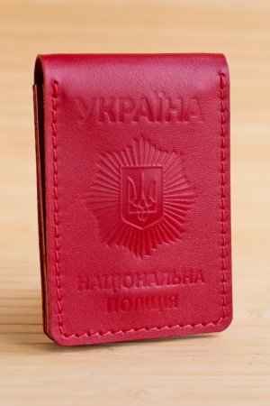 Работа Обложка из кожи на удостоверение полиции с жетоном красная