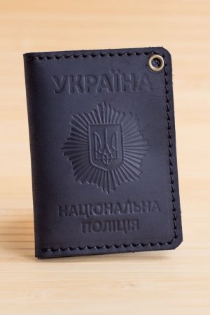 Работа Обложка из натуральной кожи на удостоверение полиции черная