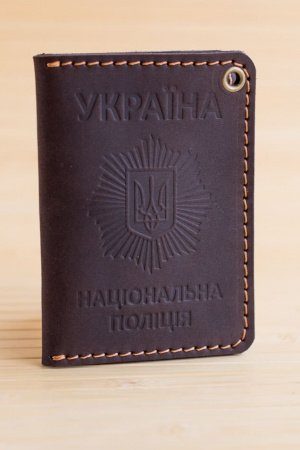 Работа Обложка из кожи на удостоверение полиции шоколадная