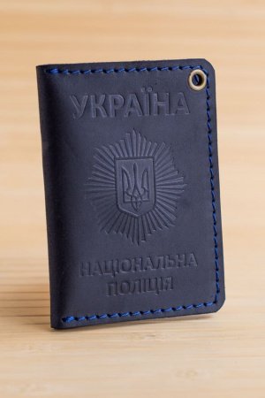 Работа Обложка из кожи на удостоверение полиции синяя