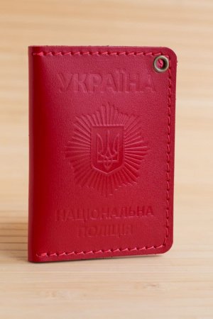 Работа Обложка из кожи на удостоверение полиции красный глянец