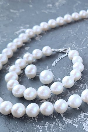 Робота Класичний комплект  з натуральних перлів у сріблі 