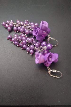 Работа Сиреневые жемчужные серьги