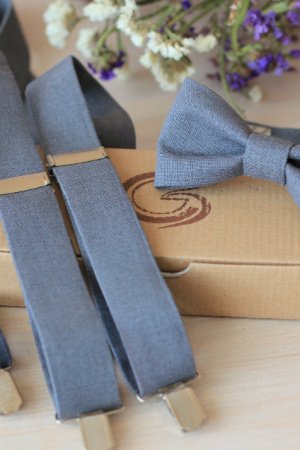 Работа Комплект подтяжки и бабочка серый (мышиный)