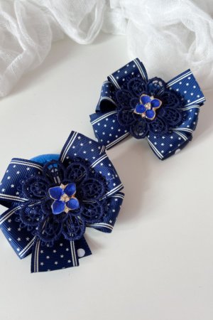 Робота Шкільні бантики на резинці  сині .