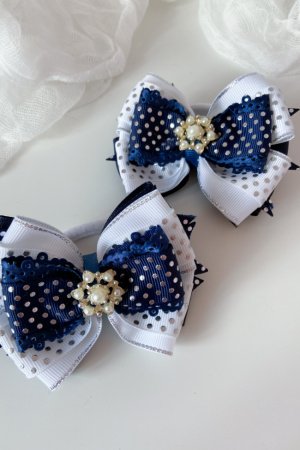 Робота Шкільні бантики на резинці пишні сині 5   