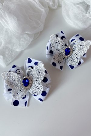 Робота Шкільні бантики на резинці біло-сині