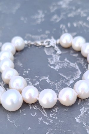 Работа Браслет серьги в серебре из крупных натурального жемчуга