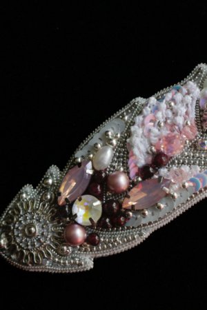 Работа Брошь перо "Пепельный фламинго" и серьги