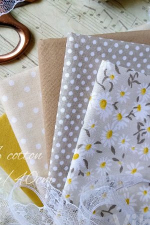 Работа Набор хлопка для рукоделия бежевый с ромашкой