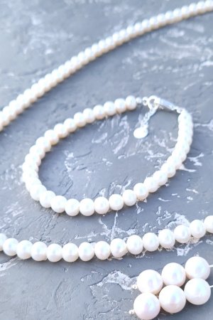 Робота Весільний чи святковий комплект  з натуральних перлів № 337