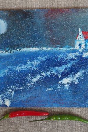 Работа Картина 15х20 "Домик в океане"