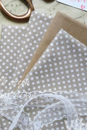 Работа Ткань хлопок густой горошек на телесном