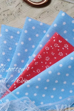 Работа Ткань хлопок для рукоделия горошек 4мм на голубом