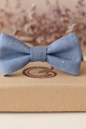 Работа Галстук-бабочка лен Джинсовый