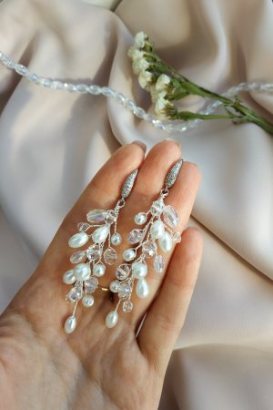 Работа Свадебные серьги для невесты на свадьбу, на подарок