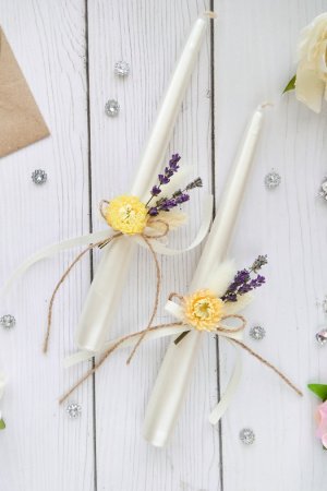 Работа Свадебные свечи с сухоцветами арт. 7017