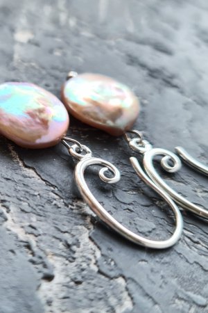 Работа Серьги из натуральных роскошных жемчуга Кейши в серебре