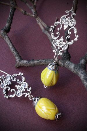 Робота Сережки Лимончики з керамікою ручної роботи