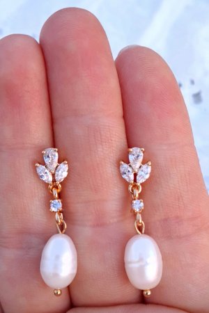 Работа Роскошные позолоченные серьги с натуральным жемчугом