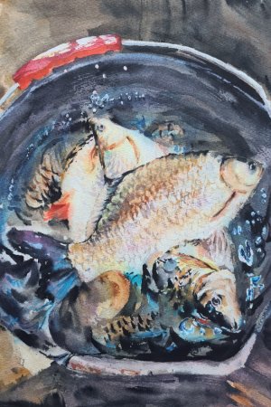 Робота Картина аквареллю "Улов"